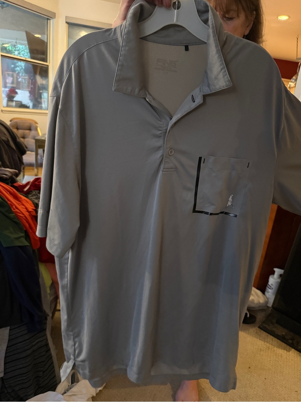 Ping Men’s Light Gray Performance Polo with Pocket Accents